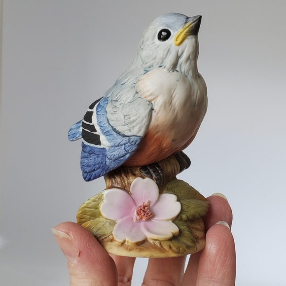 Vtg Andrea by Sadek Baby Bluebird Porcelain Bird Figurine #6350 made in Japan - Picture 6 of 8